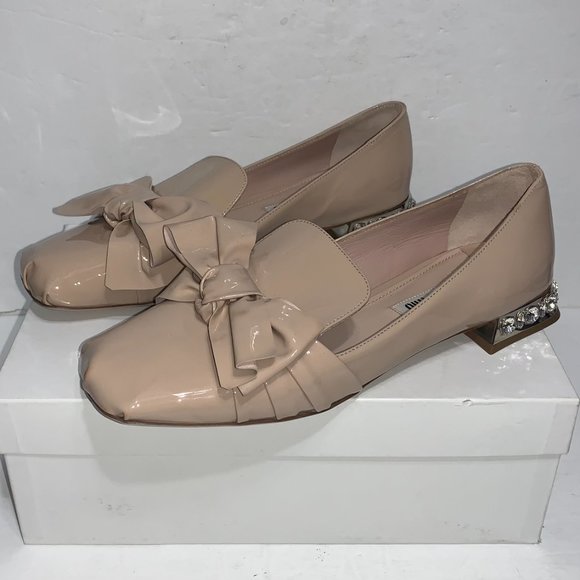 Miu Miu Patent Leather Bow Embellished Heels Sz 40 - Picture 2 of 8